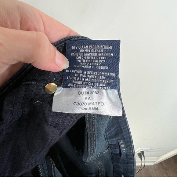 Fidelity Denim Womens Size 25 Kat Mid Rise Slim Bootcut Jean Dark Wash Mateo - Picture 12 of 13